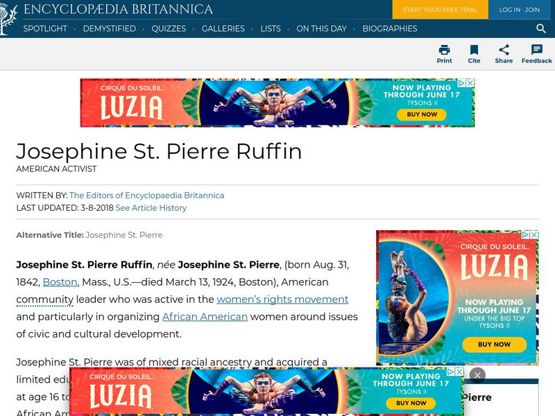 Encyclopedia Britannica: Josephine St. Pierre Ruffin Handout Encyclopedia Britannica: Josephine St. Pierre Ruffin Handout