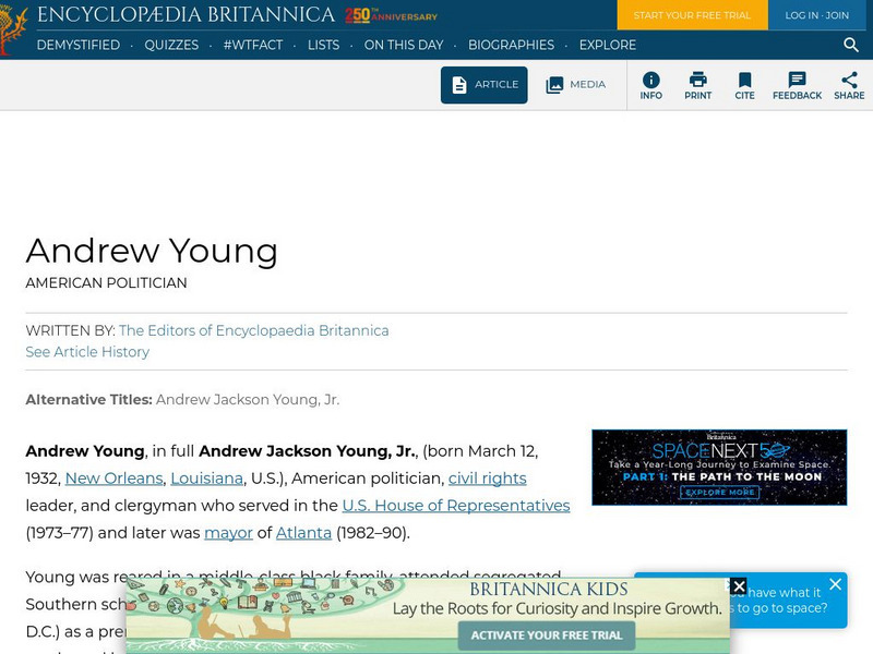 Encyclopedia Britannica: Andrew Young Handout Encyclopedia Britannica: Andrew Young Handout