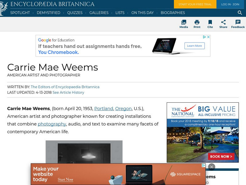 Encyclopedia Britannica: Carrie Mae Weems Handout Encyclopedia Britannica: Carrie Mae Weems Handout