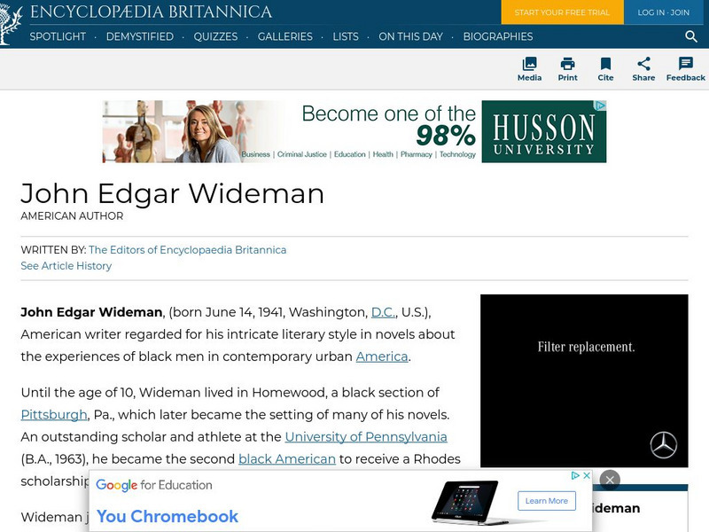Encyclopedia Britannica: John Edgar Wideman Handout Encyclopedia Britannica: John Edgar Wideman Handout