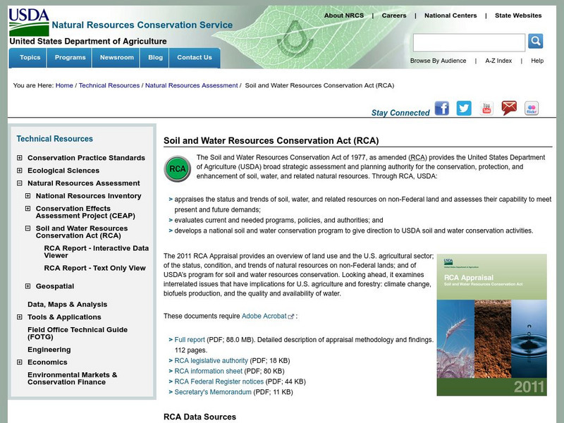 Nrcs: Soil and Water Resources Conservation Act (Rca) Website Nrcs: Soil and Water Resources Conservation Act (Rca) Website