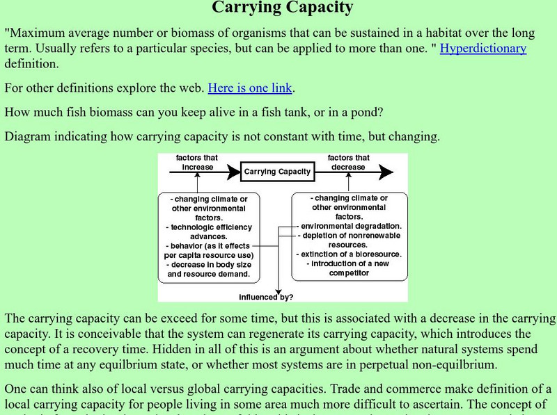 University of Nebraska at Omaha: Carrying Capacity Handout University of Nebraska at Omaha: Carrying Capacity Handout