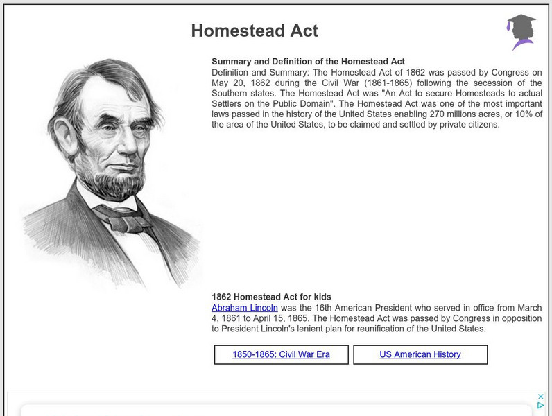 Siteseen: American Historama: Homestead Act Article Siteseen: American Historama: Homestead Act Article