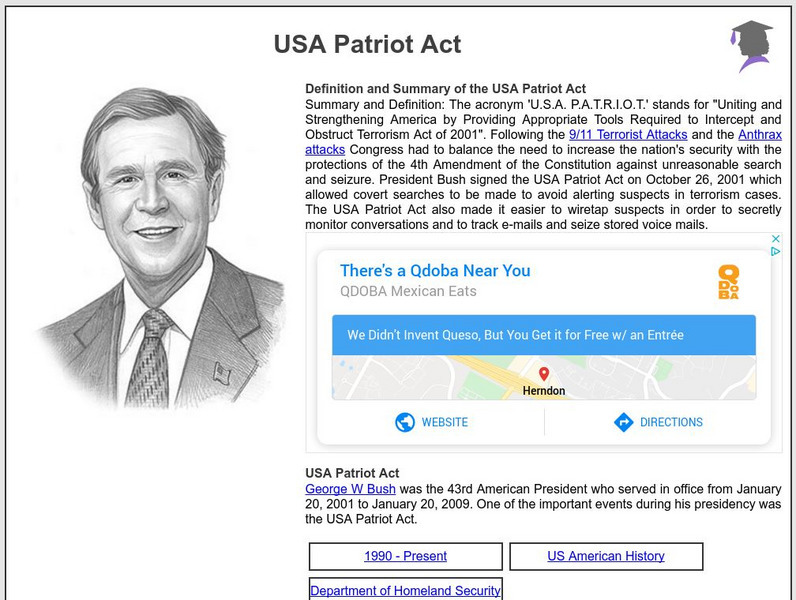Siteseen: American Historama: Usa Patriot Act Article