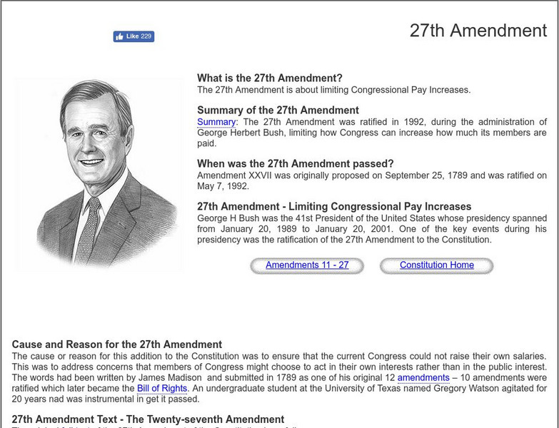 Siteseen: Government and Constitution: 27th Amendment Article Siteseen: Government and Constitution: 27th Amendment Article