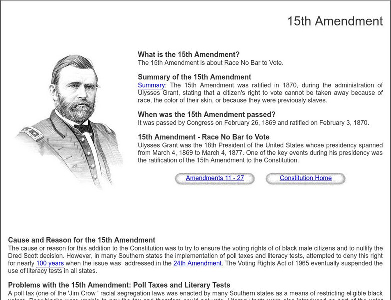 Siteseen: Government and Constitution: 15th Amendment Handout