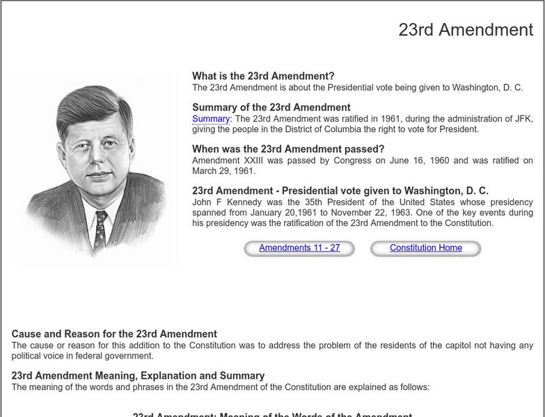 Siteseen: Government and Constitution: 23rd Amendment Handout