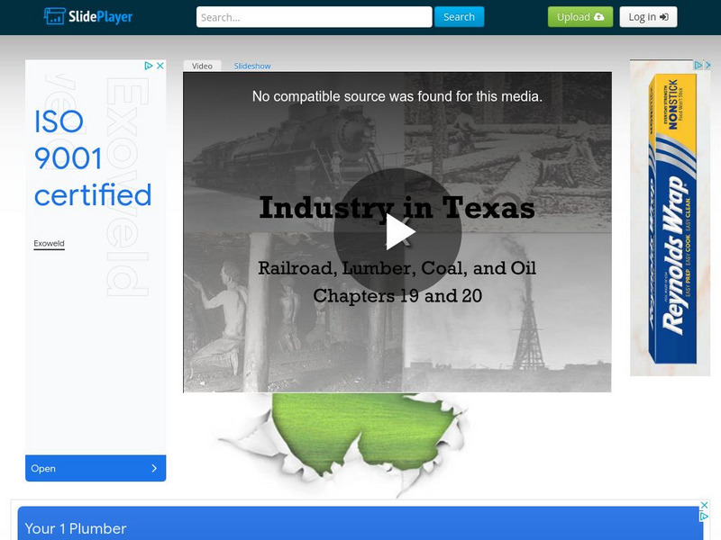 Slide Player: Industry in Texas: Railroad, Lumber, Coal, and Oil PPT Slide Player: Industry in Texas: Railroad, Lumber, Coal, and Oil PPT