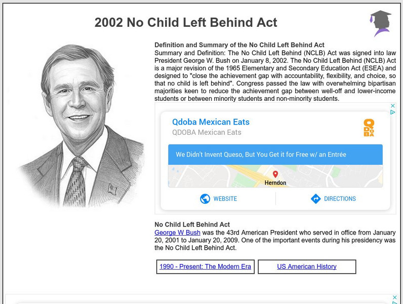 Siteseen: American Historama: 2002 No Child Left Behind Act Article