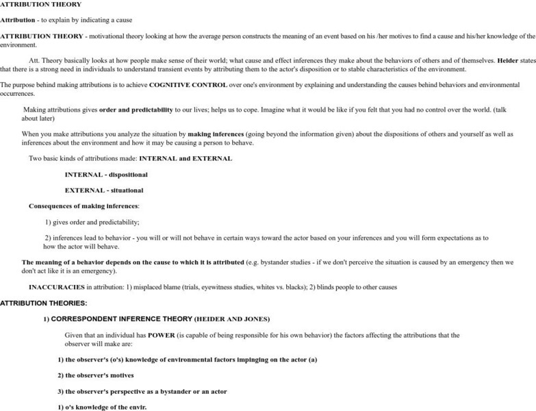 Shippensburg University: Attribution Theory Handout