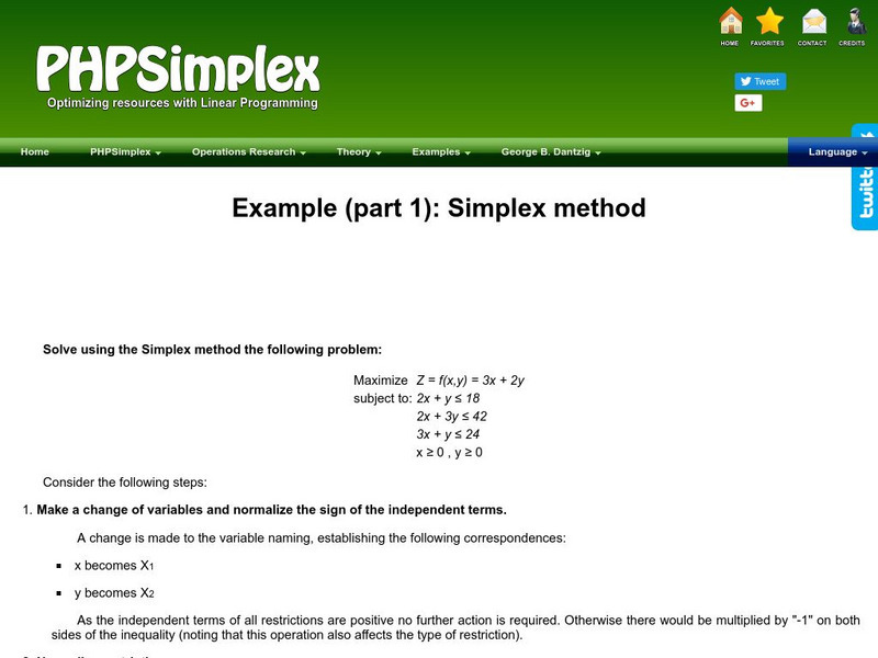Php simplex.com: Example (Part 1): Simplex Method Website Php simplex.com: Example (Part 1): Simplex Method Website