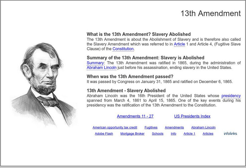 Siteseen: Government and Constitution: 13th Amendment Article Siteseen: Government and Constitution: 13th Amendment Article
