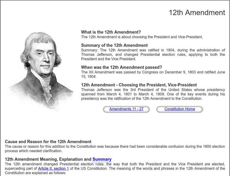 Siteseen: Government and Constitution: 12th Amendment Article Siteseen: Government and Constitution: 12th Amendment Article