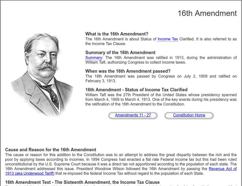 Siteseen: Government and Constitution: 16th Amendment Article Siteseen: Government and Constitution: 16th Amendment Article