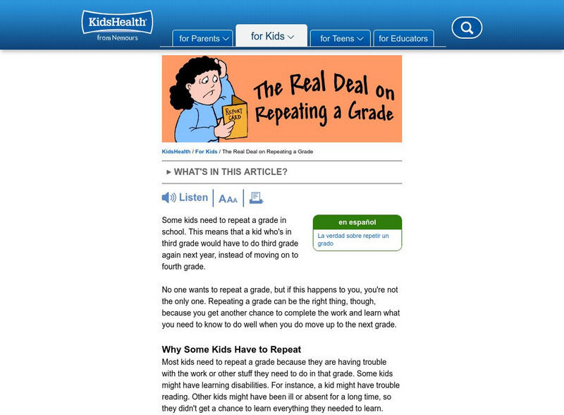 Kids Health: The Real Deal on Repeating a Grade Article Kids Health: The Real Deal on Repeating a Grade Article