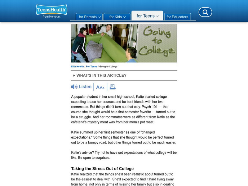 Kids Health: Going to College Article Kids Health: Going to College Article