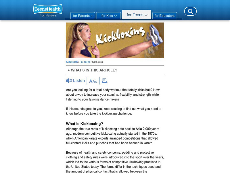 Kids Health: Kickboxing Article Kids Health: Kickboxing Article