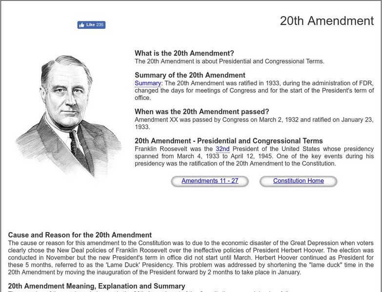 Siteseen: Government and Constitution: 20th Amendment Handout Siteseen: Government and Constitution: 20th Amendment Handout
