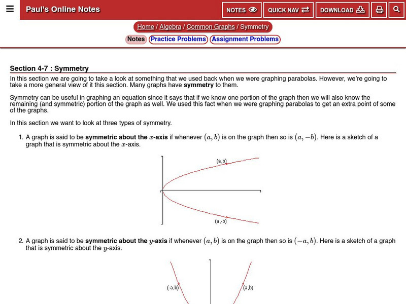 Paul's Online Notes: Algebra: Symmetry Handout Paul's Online Notes: Algebra: Symmetry Handout