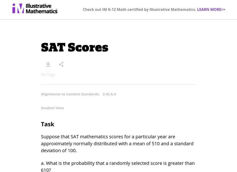 Illustrative Mathematics: S Id Sat Scores Lesson Plan Illustrative Mathematics: S Id Sat Scores Lesson Plan