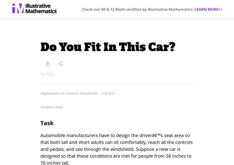 Illustrative Mathematics: S Id.4 Do You Fit in This Car? Lesson Plan Illustrative Mathematics: S Id.4 Do You Fit in This Car? Lesson Plan