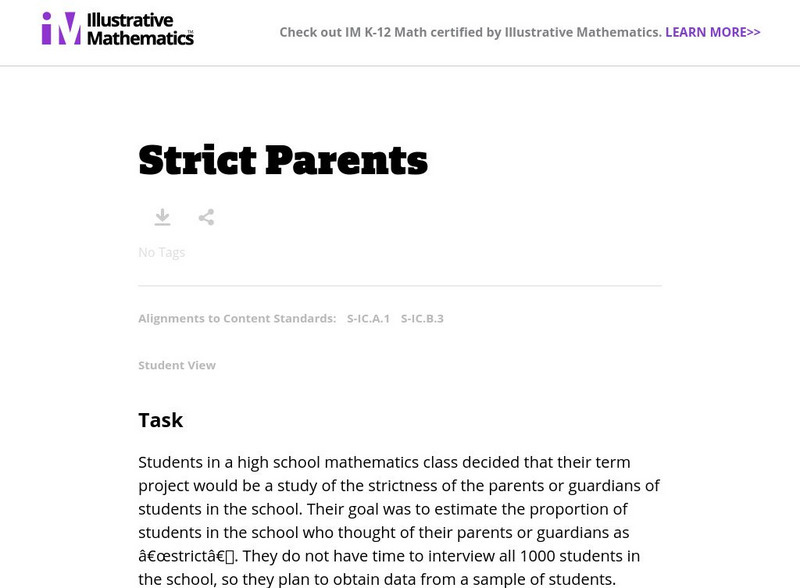 Illustrative Mathematics: S Ic Strict Parents Lesson Plan Illustrative Mathematics: S Ic Strict Parents Lesson Plan