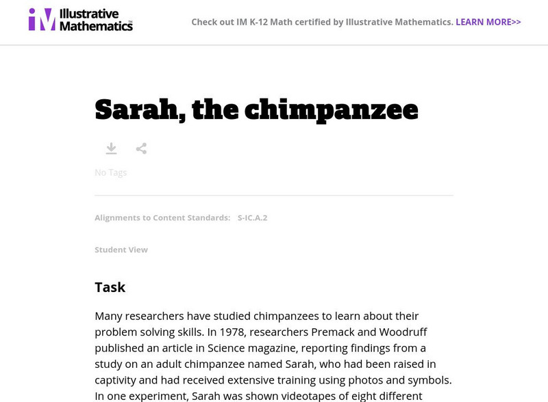 Illustrative Mathematics: S Ic.2 Sarah, the Chimpanzee Lesson Plan Illustrative Mathematics: S Ic.2 Sarah, the Chimpanzee Lesson Plan