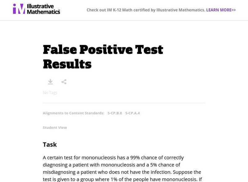 Illustrative Mathematics: S Cp: False Positive Test Results Lesson Plan Illustrative Mathematics: S Cp: False Positive Test Results Lesson Plan