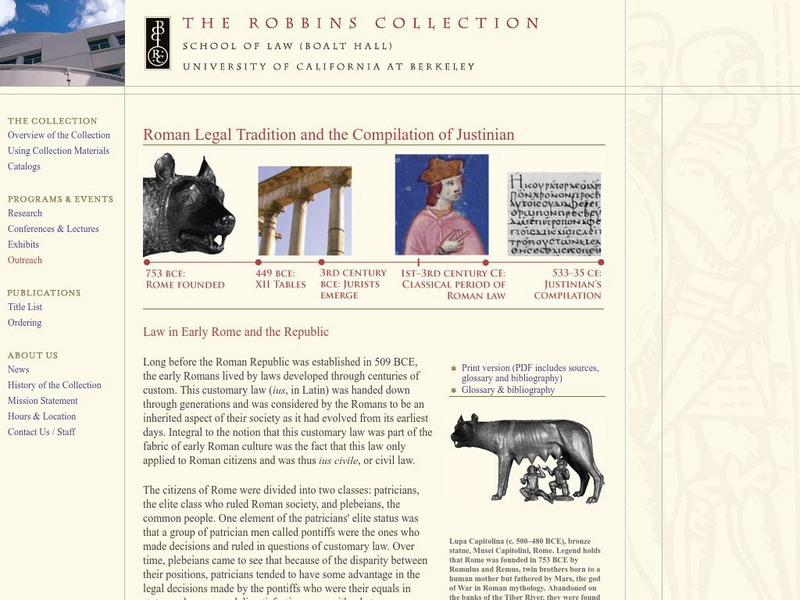 University of California: Roman Legal Tradition and the Compilation of Justinian Website University of California: Roman Legal Tradition and the Compilation of Justinian Website