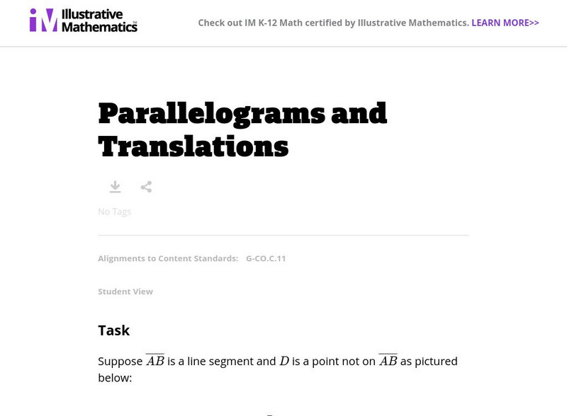 Illustrative Mathematics: G Co Parallelograms and Translations Lesson Plan Illustrative Mathematics: G Co Parallelograms and Translations Lesson Plan