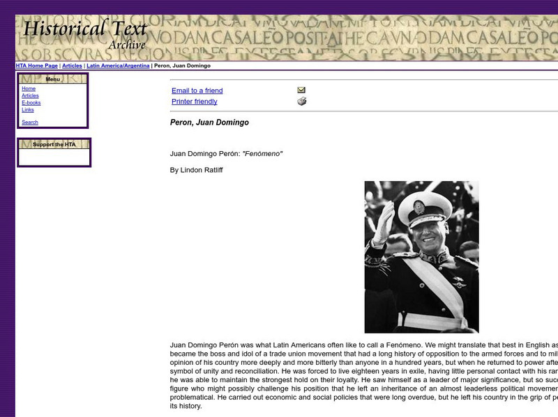 Historical Text Archive: Juan Domingo Peron: "Fenomeno" Handout