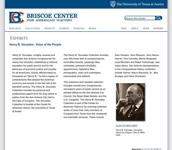 Dolph Briscoe Center for American Hist.: Henry B. Gonzalez Voice of the People Website