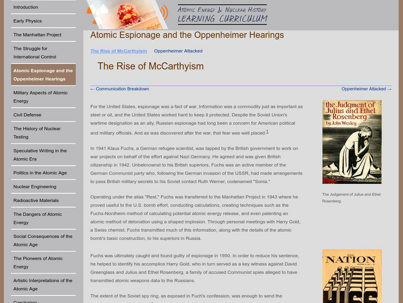 Osu: Atomic Espionage and the Oppenheimer Hearings Website Osu: Atomic Espionage and the Oppenheimer Hearings Website