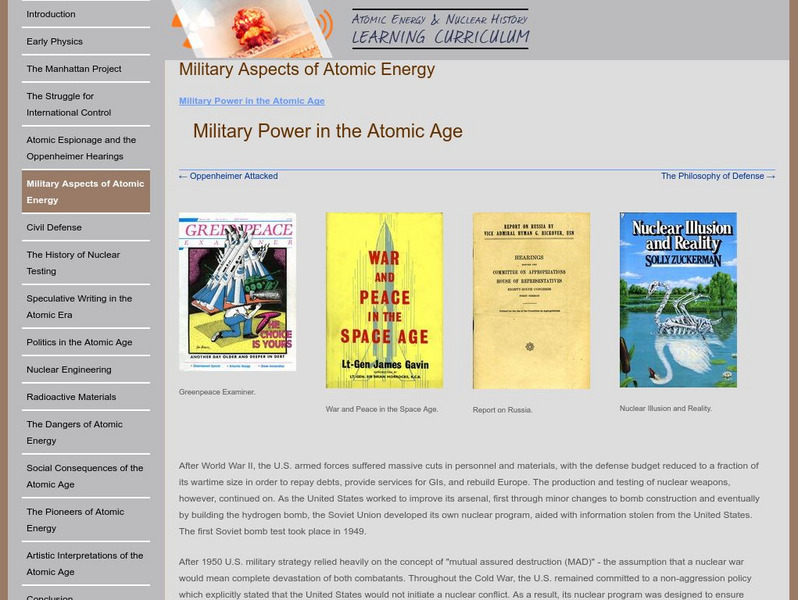 Oregon State University: Military Aspects of Atomic Energy: Military Power Handout Oregon State University: Military Aspects of Atomic Energy: Military Power Handout