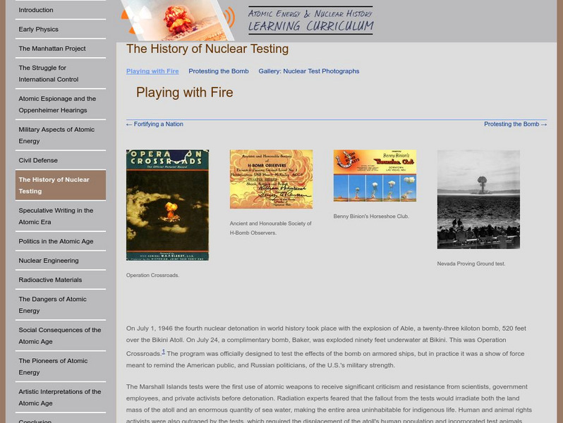 Oregon State University: History of Nuclear Testing: Playing With Fire Website Oregon State University: History of Nuclear Testing: Playing With Fire Website