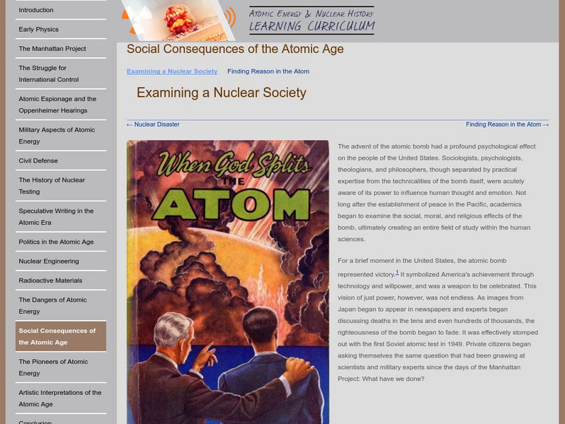 Oregon State: Social Consequences of the Atomic Age Handout Oregon State: Social Consequences of the Atomic Age Handout
