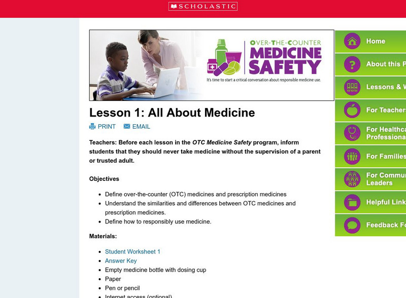 Scholastic: All About Medicine Lesson Plan