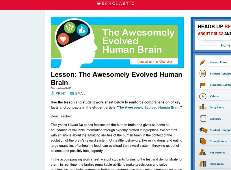 Scholastic: The Awesomely Evolved Human Brain Lesson Plan Scholastic: The Awesomely Evolved Human Brain Lesson Plan
