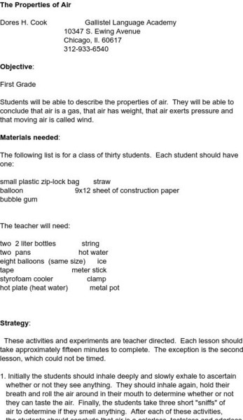 Smile: The Properties of Air Lesson Plan Smile: The Properties of Air Lesson Plan