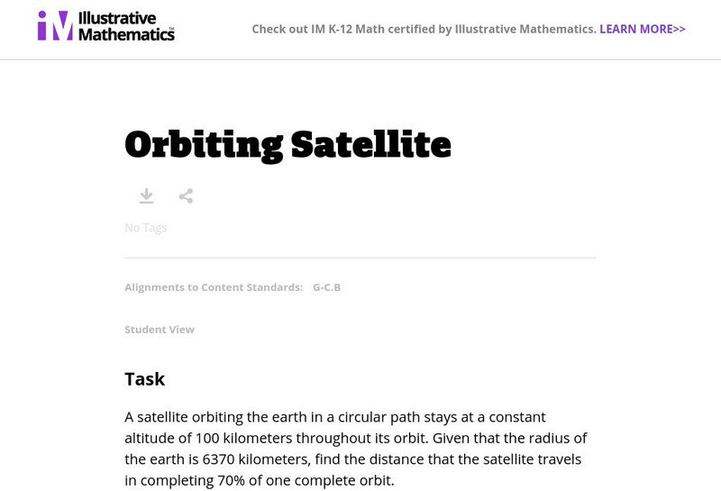 Illustrative Mathematics: G C Orbiting Satellite Lesson Plan Illustrative Mathematics: G C Orbiting Satellite Lesson Plan