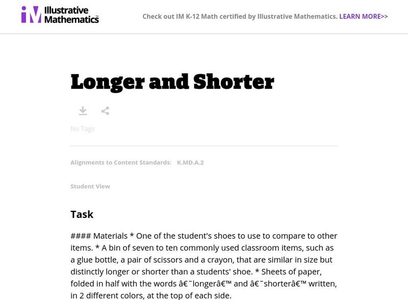 Illustrative Mathematics: Longer and Shorter Lesson Plan Illustrative Mathematics: Longer and Shorter Lesson Plan