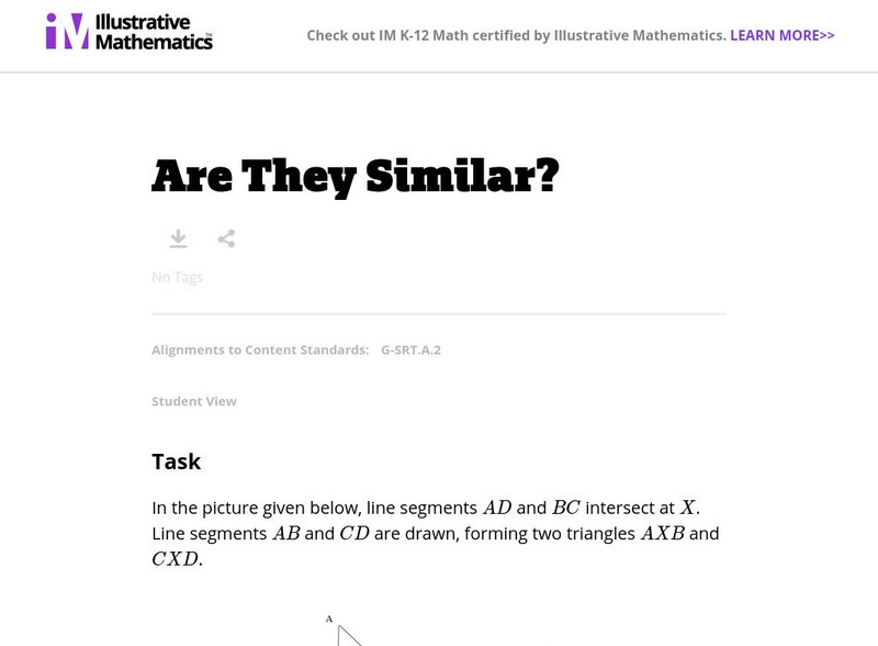 Illustrative Mathematics: G Srt Are They Similar? Lesson Plan Illustrative Mathematics: G Srt Are They Similar? Lesson Plan