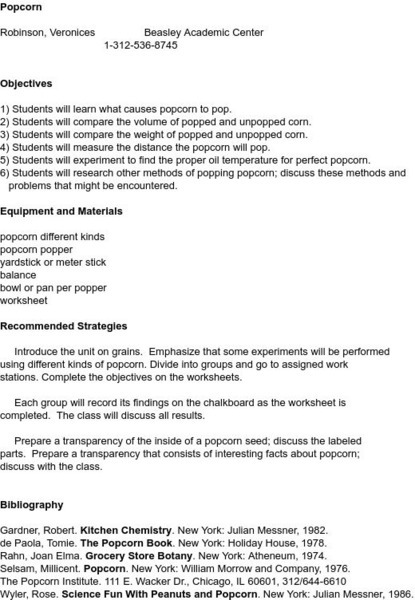 Smile: Popcorn Is a Gas Lesson Plan Smile: Popcorn Is a Gas Lesson Plan