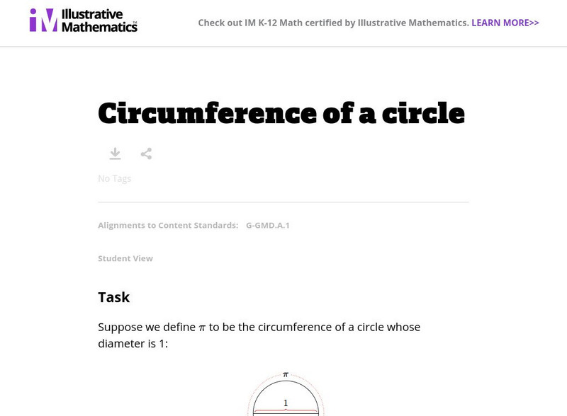 Illustrative Mathematics: G Gmd Circumference of a Circle Lesson Plan Illustrative Mathematics: G Gmd Circumference of a Circle Lesson Plan