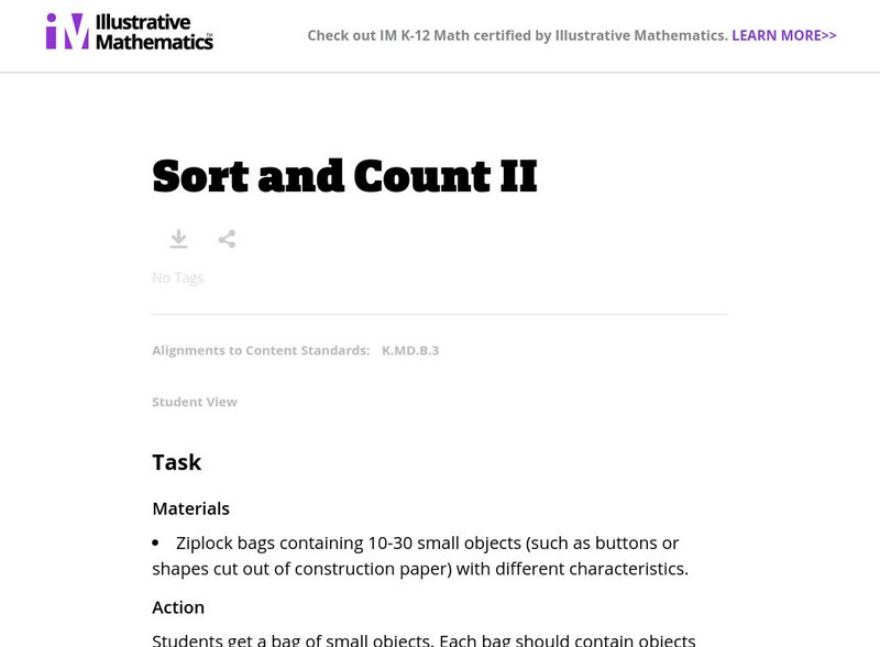 Illustrative Mathematics: Sort and Count Ii Lesson Plan
