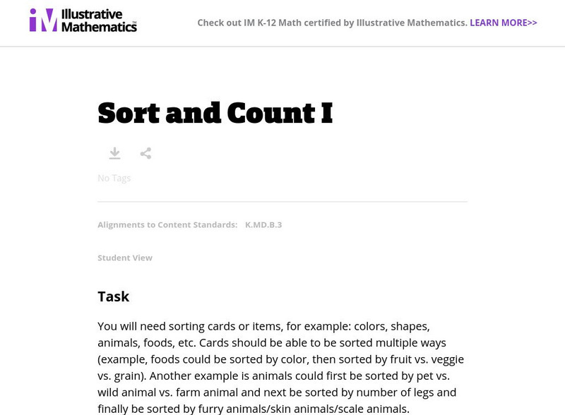 Illustrative Mathematics: Sort and Count I Lesson Plan Illustrative Mathematics: Sort and Count I Lesson Plan