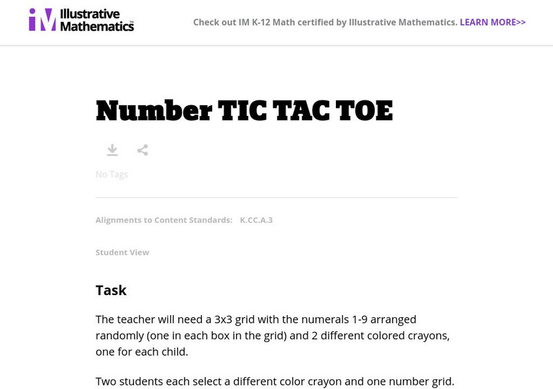 Illustrative Mathematics: Number Tic Tac Toe Lesson Plan Illustrative Mathematics: Number Tic Tac Toe Lesson Plan