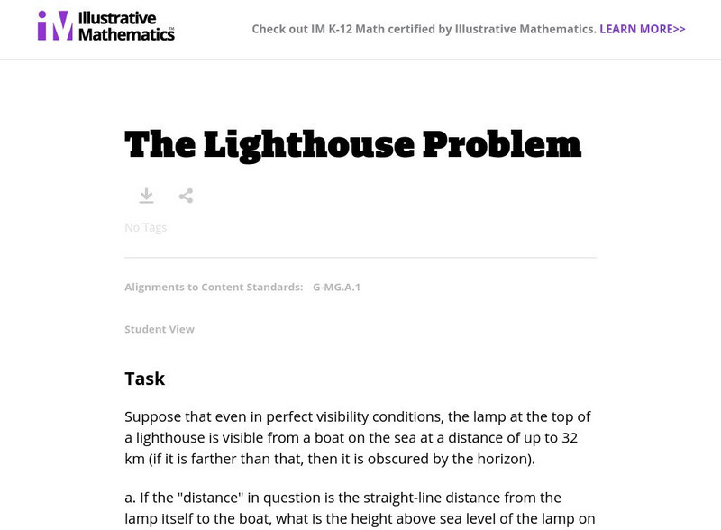 Illustrative Mathematics: G Mg the Lighthouse Problem Lesson Plan Illustrative Mathematics: G Mg the Lighthouse Problem Lesson Plan