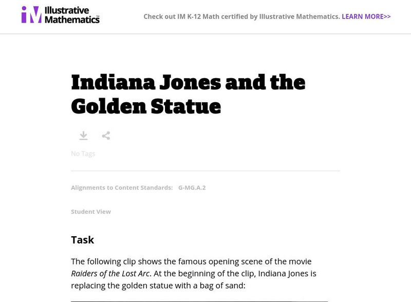 Illustrative Mathematics: G Mg Indiana Jones and the Golden Statue Lesson Plan