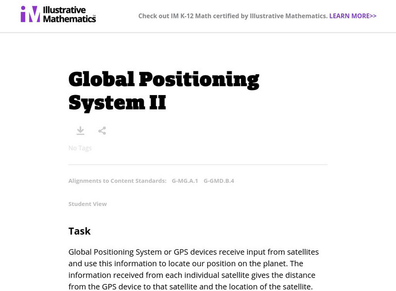 Illustrative Mathematics: G Mg, G Gmd Global Positioning System Ii Lesson Plan Illustrative Mathematics: G Mg, G Gmd Global Positioning System Ii Lesson Plan